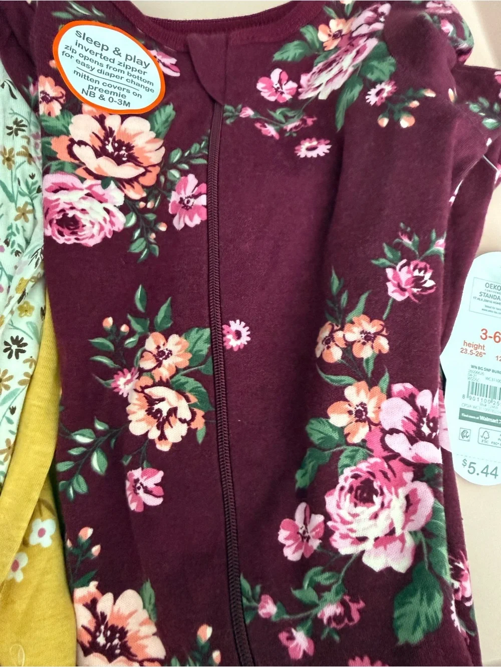 NWT, 3-6 month footie pajamas, 3 pairs